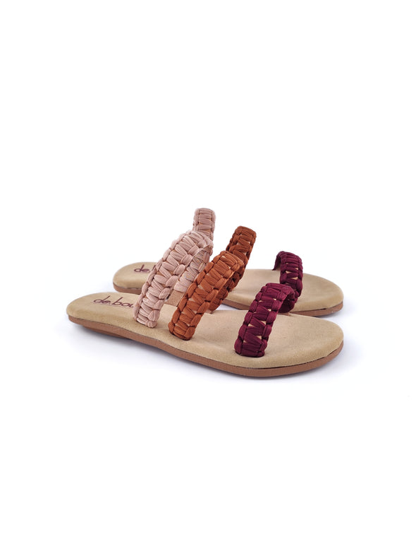 AMELIA CARAMEL MACRAME LEATHER SANDALS