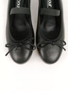 SABRINA BLACK LEATHER BALLERINAS