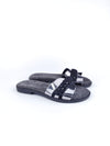 ALIVIA DARK SILVER MACRAME LEATHER SLIPPER SANDALS