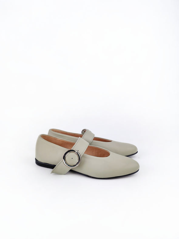 FLORENCE PISTACHIO LEATHER BALLERINAS