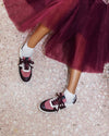 BETTY BORDEAUX LEATHER SNEAKERS