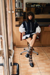 CLEMENCE BLACK LEATHER STRAPPY HEELS (7,5cm)
