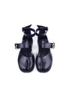 KEIKO TABI BLACK LEATHER RUBBER FLATS