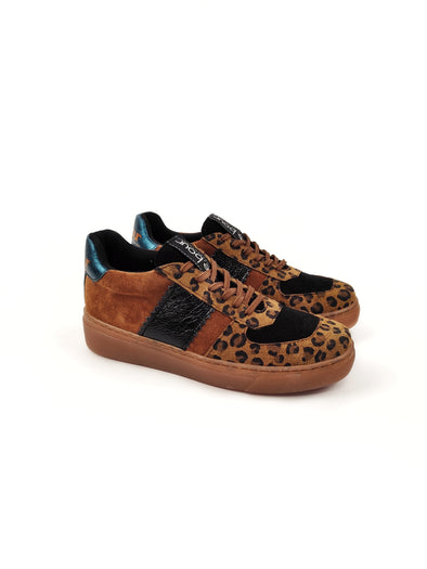 BETTY RUST/LEOPARD LEATHER SNEAKERS