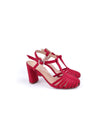 LOLA RED LEATHER T-STRAP HEELS (8,5cm)