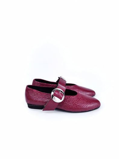 FLORENCE WINE RED GLOSSY LEATHER BALLERINAS