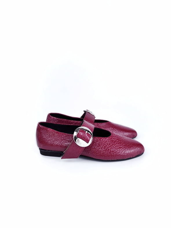 FLORENCE WINE RED GLOSSY LEATHER BALLERINAS