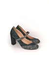 RAPHAELA PETROL SUEDE & DARK SILVER GLITTER HEELS (8,5cm)