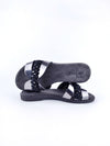 ALIVIA DARK SILVER MACRAME LEATHER SLIPPER SANDALS