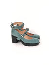 VERONICA DENIM BLUE SUEDE STRAPPY RUBBER HEELS (7,5cm)