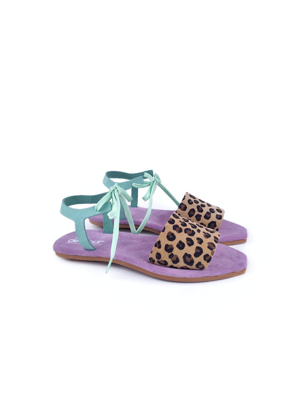 GIGI LEOPARD/LILAC LEATHER SANDALINAS