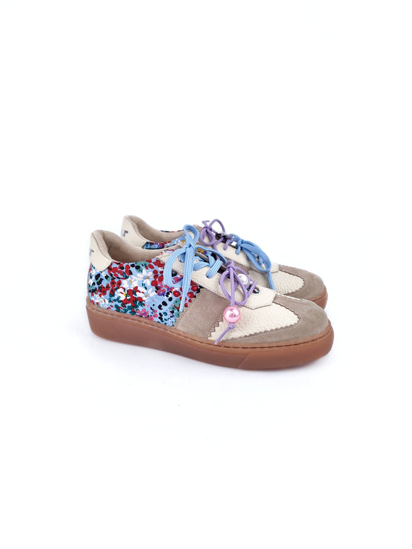 NOEMI BABY BLUE LEATHER & FABRIC LEATHER SNEAKERS