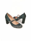 RAPHAELA PETROL SUEDE & DARK SILVER GLITTER HEELS (8,5cm)