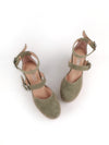 CLEMENCE OLIVE GREEN SUEDE RUBBER HEELS (7,5cm)