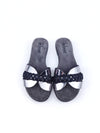 ALIVIA DARK SILVER MACRAME LEATHER SLIPPER SANDALS