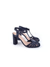 TIFFANY BLACK GLITTER T-STRAP HEELS (8,5cm)