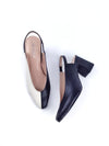 LINDA BLACK/CREAM LEATHER SLINGBACK PUMPS (6,5cm)