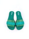 BLAIRE GREEN MACRAME LEATHER SLIPPER SANDALS