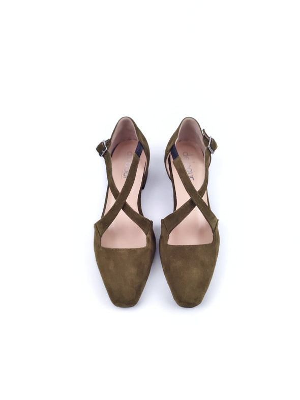 ODETTE OLIVE SUEDE LEATHER SHOES