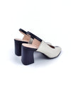 LINDA BLACK/CREAM LEATHER SLINGBACK PUMPS (6,5cm)