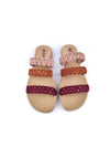 AMELIA CARAMEL MACRAME LEATHER SANDALS