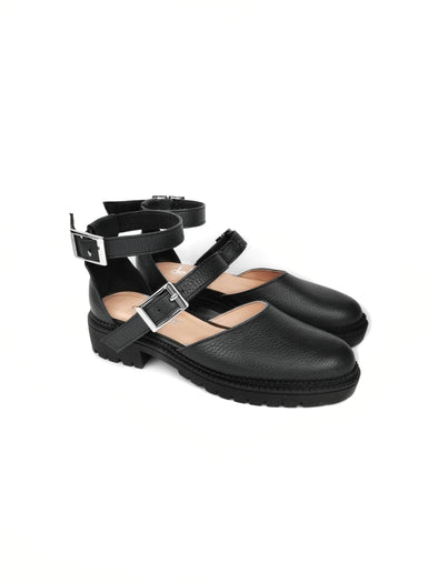 ELLIE BLACK RUBBER FLATS