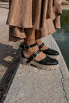 JOJO BLACK CHUNKY RUBBER FLATS