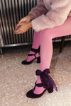 JOSEPHINE BORDEAUX SUEDE TIE-UP T-BAR HEELS (8,5cm)