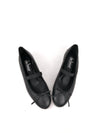 SABRINA BLACK LEATHER BALLERINAS