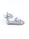 MINIMALISTIC SILVER LEATHER FLAT SANDALS
