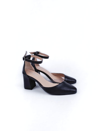 MARGOT BLACK LEATHER HEELS (6,5cm)