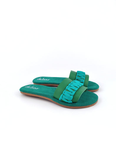 BLAIRE GREEN MACRAME LEATHER SLIPPER SANDALS