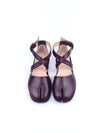 YUKI TABI BROWN LEATHER RUBBER FLATS