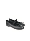 SABRINA BLACK LEATHER BALLERINAS
