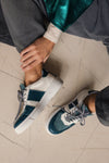 BETTY PETROL LEATHER SNEAKERS