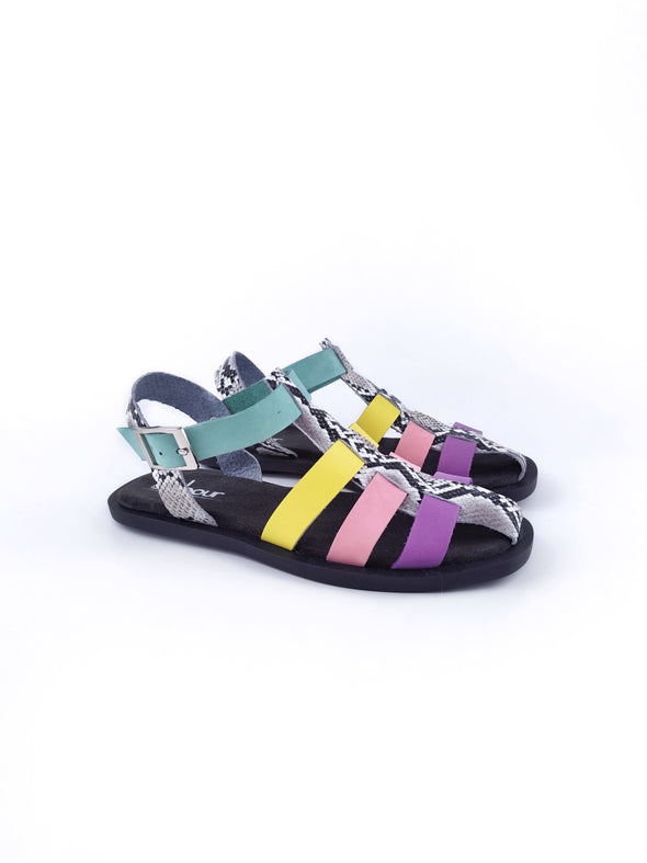 ADDISON BLACK FISHERMAN LEATHER SANDALS