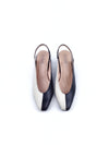 LINDA BLACK/CREAM LEATHER SLINGBACK PUMPS (6,5cm)
