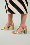 LIBERTY GOLD LEATHER BLOCK HEELS (8,5cm)