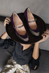 RAPHAELA PURPLE SUEDE & GOLD GLITTER HEELS (8,5cm)