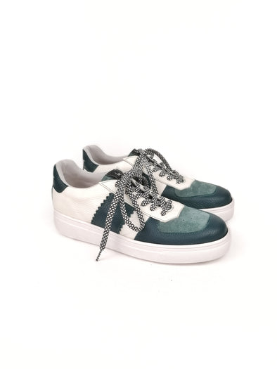 BETTY PETROL LEATHER SNEAKERS