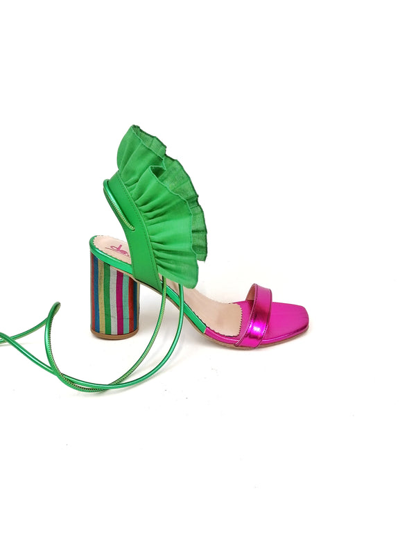 BAMBOLA GREEN FRILL HEELS