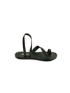 ALETHEA BLACK MATTE FLAT SANDALS
