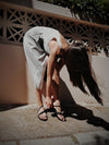 ALETHEA BLACK MATTE FLAT SANDALS