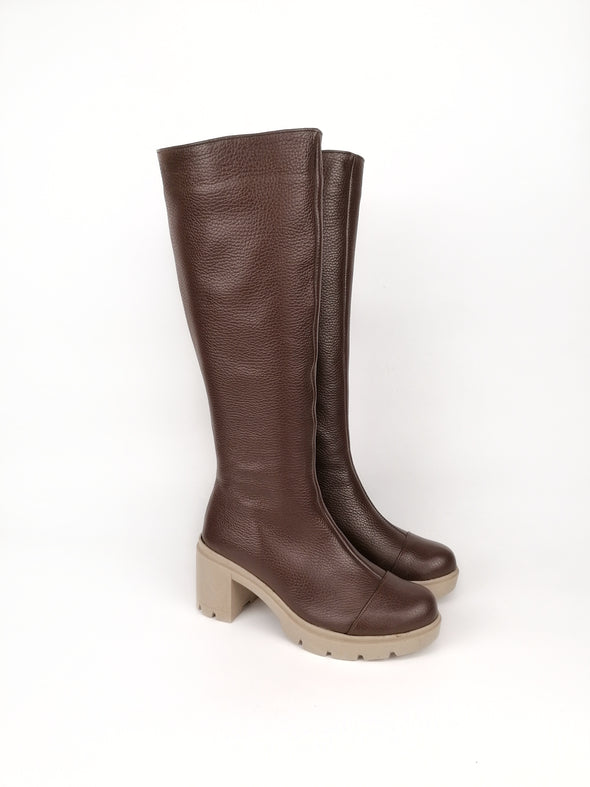 GEORGIA BROWN LEATHER BOOTS