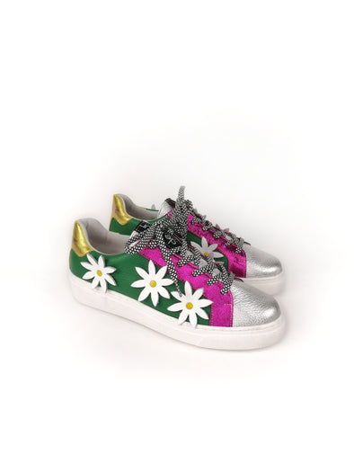SONIA IN BLOOM GREEN LEATHER SNEAKERS