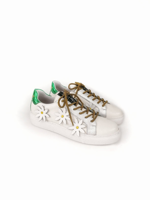 SONIA IN BLOOM WHITE LEATHER SNEAKERS