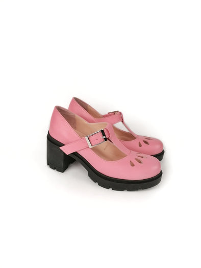 ALICE MARY JANES PINK RUBBER HEELS (7,5cm)