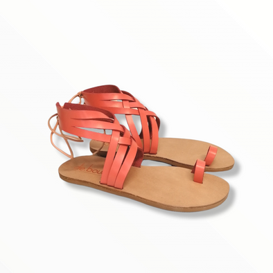 ILEKTRA PEACH FLAT LEATHER SANDALS