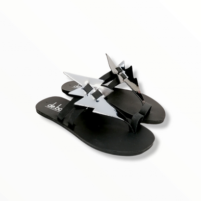 ZEUS BLACK FLAT LEATHER SANDALS_size 37