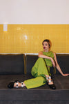 ELLIE IN BLOOM BLACK RUBBER FLATS